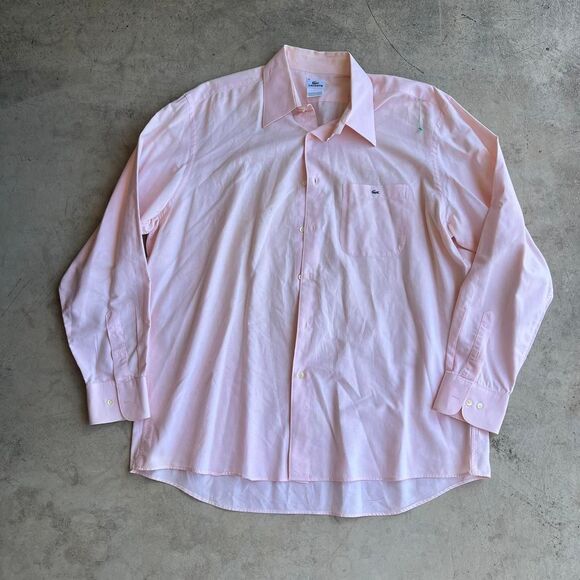 Lacoste Dress shirt Pink/peach button up shirt Mens size 45 - Picture 1 of 2